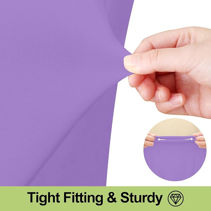 Smiry Spandex Elastic Fitted Table Cloth Skirt for 4FT Rectangle Table | Stretch Washable Table Cloth, Banquet Table Cover for Wedding, Party, Indoor & Trade Shows, (Lavender, 48Lx30Wx30H)