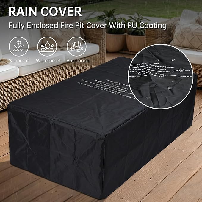 48-inch Fire Pit Table W Tank Table,CSA Certified,Propane Fire Pit W Lava Rocks,Wind Guard and Cover,Baking Pan,50000 BTU 3 in 1 Outdoor Heater for Deck Garden