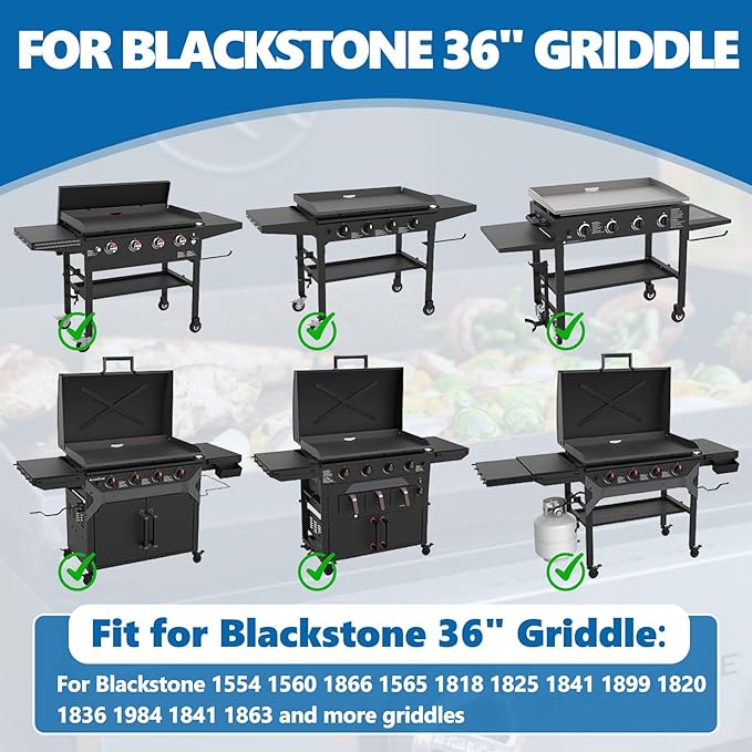SafBbcue Griddle Warming Rack for Blackstone 36" Griddles, Reversible Warming Rack for Blackstone Flat Top Griddle Accessories to Expand Cooking Space, Universal Stainless Steel Side Shelf, 2 Pack