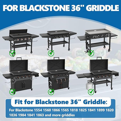 SafBbcue Griddle Warming Rack for Blackstone 36" Griddles, Reversible Warming Rack for Blackstone Flat Top Griddle Accessories to Expand Cooking Space, Universal Stainless Steel Side Shelf, 2 Pack