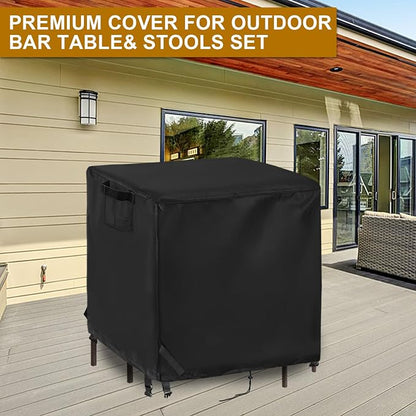 59 In Patio Bar Height Table Cover Square for 5 Piece Outdoor Furniture Set | 59x59x38,Waterproof Dustproof Heavy Duty Oxford Fabric,for High Bar Table and 4 Stools/ Bistro Set Multi Pieces