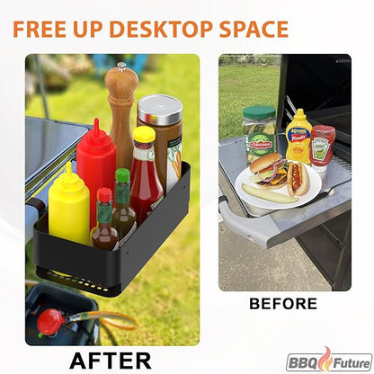 Organizer Kit for Weber Grills - Condiment Caddy, Garbage Bag Holder for Weber Slate Griddle and Spirit Series(2025 Models) Grills, 3400105 Grill Accessories for Works Side Rail, Barbecue Utensils