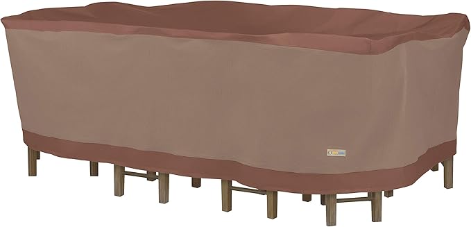 DUCKCOVERS Ultimate Waterproof 127 Inch Rectangular/Oval Patio Table with Chairs Cover