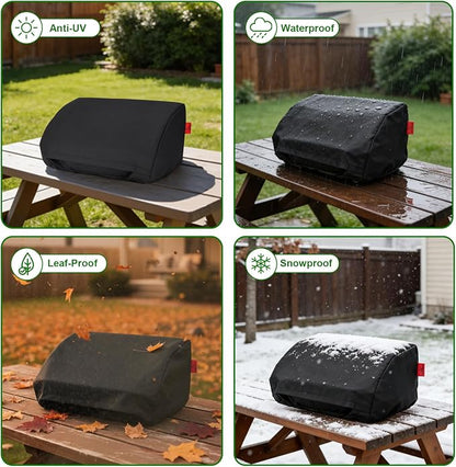 22 Inch Walk-with Portable Tabletop Grill Cover with Overlapping Opening for Carry Without Removing, Waterproof 600D Portable BBQ Grill Cover for Cuisinart CGG-059/CGG-059A Gas Grill