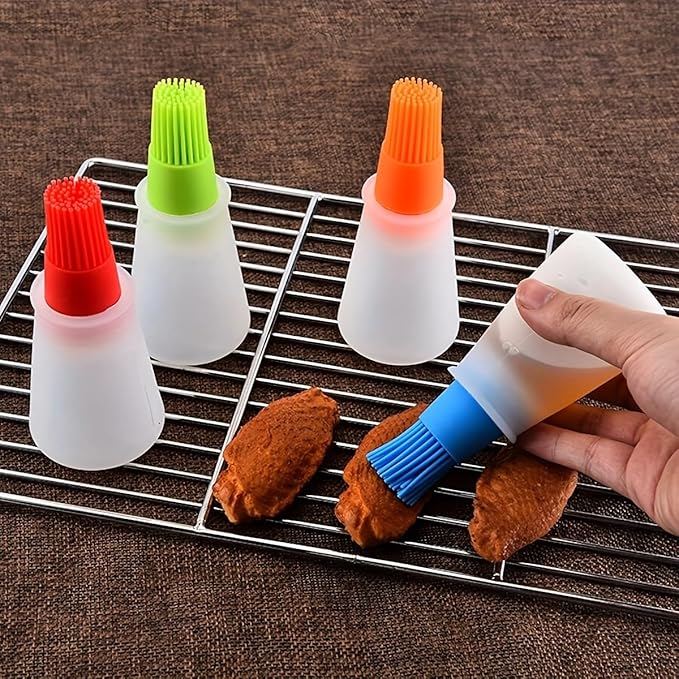 Silicone Oil Brush Set with Squeeze Bottle, Basting Brushes for Cooking and Baking（Green） (1)