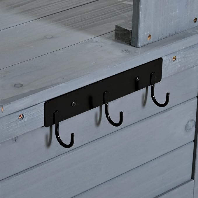 Merax Farmhouse Potting Bench with 6 Drawers, 44.6” Large Garden Workstation, Outdoor Kitchen Island with Bottom Cabinet & Hooks, Freestanding Patio Furniture,Gray