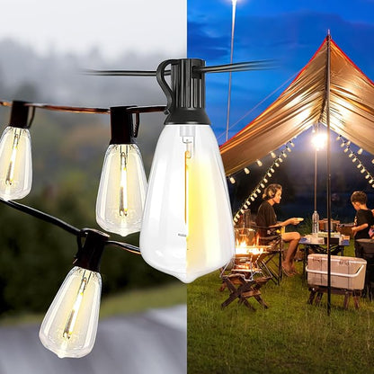 Bdrofn 200FT Solar String Lights Outdoor Waterproof, Solar Patio Lights with Remote Control & 60+2 Dimmable ST38 Edison Bulbs Shatterproof,Solar Powered String Lights for Outside Garden Backyard