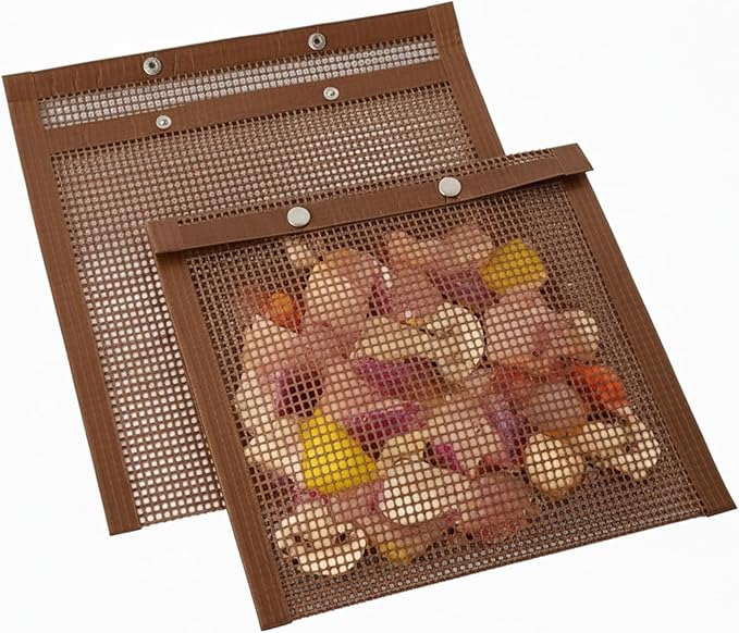 Mesh Grill Bags for Outdoor Grill – Reusable PTFE Non-Stick Grilling Pouch for Easy Cleanup, Grilling Bags for Vegetables, Fish & Smoker Accessories – Dishwasher Safe, 2Pcs