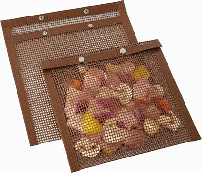 Mesh Grill Bags for Outdoor Grill – Reusable PTFE Non-Stick Grilling Pouch for Easy Cleanup, Grilling Bags for Vegetables, Fish & Smoker Accessories – Dishwasher Safe, 2Pcs