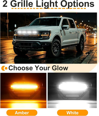 LED Grill Lights for Ford F150 2024-2026 Accessories Tremor Only, White | Direct-Snap F150 Front Grille Marker Lights, OEM-Style Fit, IP68 Waterproof, Raptor-Style Front-End Upgrade, Off-Road Ready