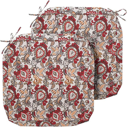 Magpie Fabrics Indoor Outdoor Cushion Cover Replacement 2 Pack, NO Insert! Water Repellent Slipcover with Ties Decor for Patio Garden Chair Seat Sofa Bench Wicker(Floral Red Orange, 20x18x4 Inch)