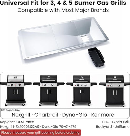 Adjustable Universal Grease Tray with Catch Pan - Extends 23.6" to 31.6", Fits 3/4/5 Burner Gas Grills for Nexgrill, Charbroil, Dyna-Glo, Kenmore, BHG, Grill Master, Uniflame