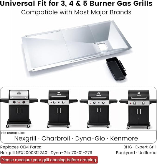 Adjustable Universal Grease Tray with Catch Pan - Extends 23.6" to 31.6", Fits 3/4/5 Burner Gas Grills for Nexgrill, Charbroil, Dyna-Glo, Kenmore, BHG, Grill Master, Uniflame