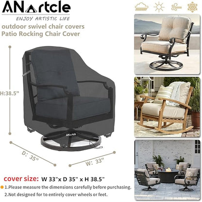 ANartcle Patio Chair Covers,600D Waterproof Heavy Duty Outdoor Lawn Patio Furniture Covers,Patio Swivel Chair Covers for Outdoor Furniture,(32W x 35D x 36H inches) Black