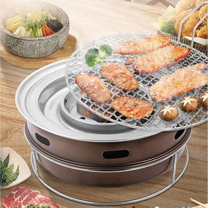 BBQ Barbeque Barbecue,BBQ,Smokeless Charcoal Barbecue Grill,Checked Grill with Handle,Indoor Outdoor,2 Styles (Color : B)