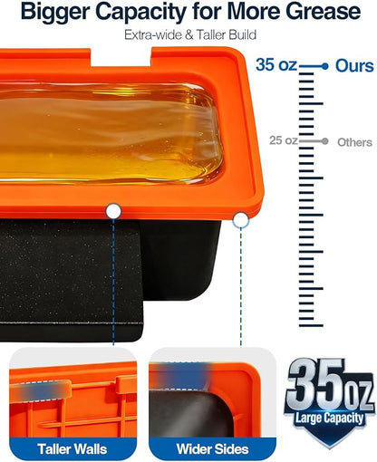 Drip Pan with Silicone Grease Cup Liners for Blackstone, Upgraded Silicone Grease Catcher, Reusable Grease Tray for Old 28" & 36" Blackstone Griddles