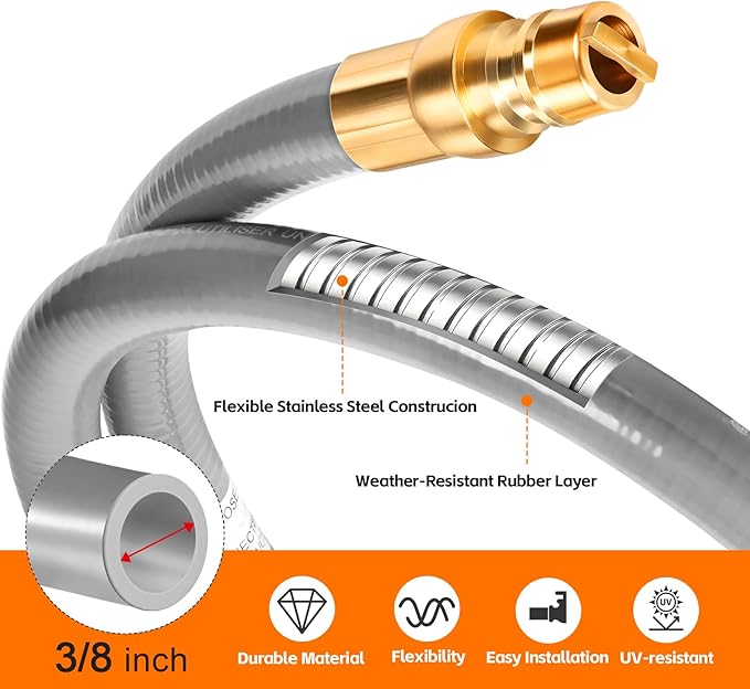GasSaf 4FT 3/8" ID Natural Gas Hose, Natural Gas Grill Hose with Connect Fitting Suitable for Weber Grills, Blackstone Griddles, Generator, Patio Heater - CSA Certified