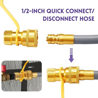 GasSaf 15 FT 1/2" ID Natural Gas Hose with Quick Connect Fitting, Natural Gas Conversion Kit for Gas Grill, Generator, Patio Heater and More - CSA Certified