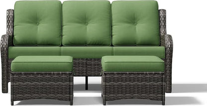 Joyside Outdoor Patio Couch Set, Outdoor Wicker Sofa with High Back, Deep Seating, Wide Armrest, Thickened Cushions, Patio Sofa for Deck, Porch Use