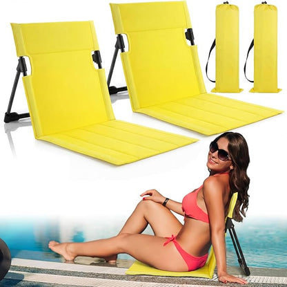 Karenhi 2 Pcs Foldable Poolside Beach Chairs for Edge of Pool Portable Beach Chairs Folding Pool Seats with Back Support Carry Bag for Adults Traveling Camping Picnic Lawn (Green)