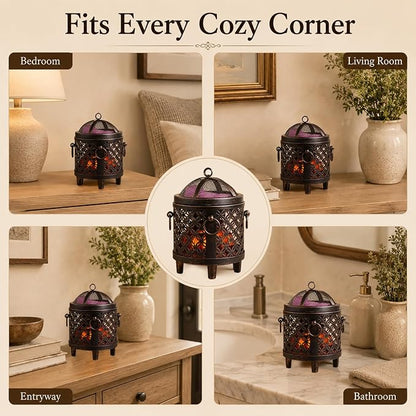Dicimi Vintage Electric Wax Warmer for Scented Wax Melts - Flickering Fire LED Candle Warmer, Multi-Function Oil Warmer for Essential Oils, Safe Flameless Home Decor with 60-Day Warranty