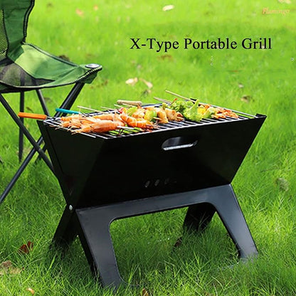 Foldable Charcoal Grill, Portable BBQ Barbecue Grill Lightweight Simple Grill for Outdoor Cooking Camping Hiking Picnics Garden Travel Suitable for 3-5 people