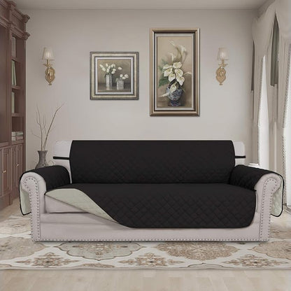 Easy-Going Reversible Couch Cover, 3 Cushion Sofa, Large, Black/Beige | Machine Washable Slipcover For Dogs, Water Resistant Furniture Mat For Living Room, Non-Slip Sofa Cover, Pet Friendly