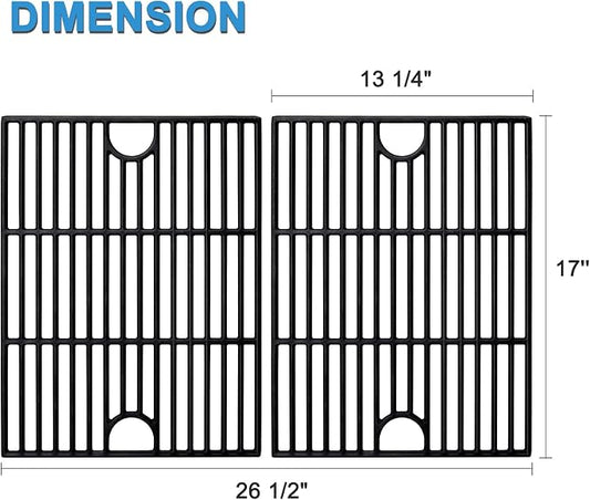 Grill Replacement Parts for nexgrill 720-0830h replacement parts, 17'' Cast Iron Grill Grates and Heat Plates for Nexgrill 720-0830H, 720-0697E, Members Mark 720-0830F, Uberhaus 780-0003.