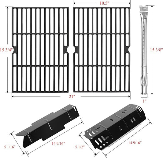 Grill Replacement Parts for Dyna Glo 2&3 Burner DGH353CRP | Heat Plate Shields, Grill Grates & Stainless Steel Burner Tubes for DGF350CSP, DGF350CSP-D, DGH353CRP-D Grills
