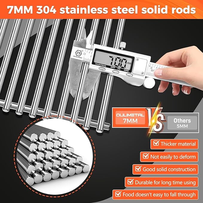 QuliMetal 18.75" SUS304 Grill Grates for Weber Genesis Ii 300 and II LX 300 Series Grills, Genesis 2 E&S 310 315 320 325 340, Replacement Parts for Weber 66095 66802 66805
