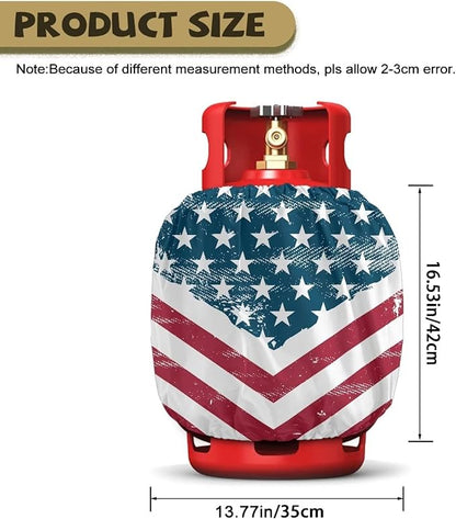 Dual Propane Tank Cover 20lb for 4Th of July Gas Tank Cover Outdoor 600D Heavy Duty Waterproof Covers Fits Standard 20 lb Cylinder, 13.7'' x 16.5'' USA Flag