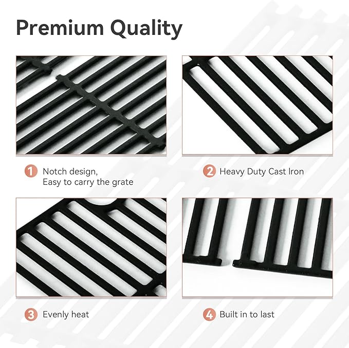 463448021 Cast Iron Cooking Grates for Charbroil Performance 463448021 463449021 463466522 463455021 5 Burner Grill,17 Inch Cooking Grids for Charbroil Replaces Parts G426-0004-W1 G426-0005-W1