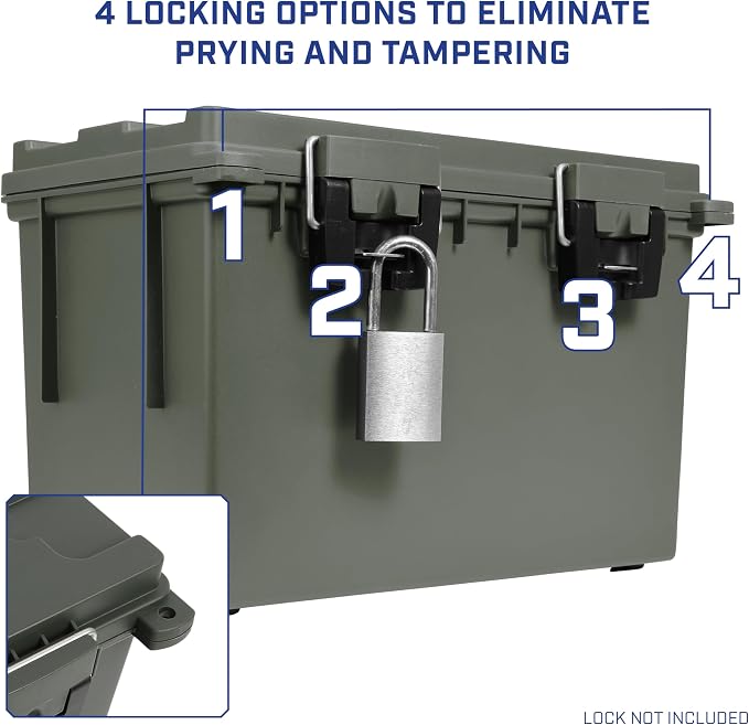 Sheffield XL Ammo Box Made in USA, Stackable Lockable Ammo Storage Box | 4 Pack Lockable Storage Box, Water and Dust Resistant Dry Box, Secures Hunting Gear, Gun Accessories, Supplies, and Bullets