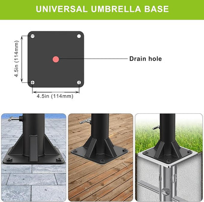Dolibest Heavy Duty Deck Mount Umbrella Holder with Plastic Sleeve, Fully Welded Steel Patio Umbrella Base up to 2'' Poles, Outdoor Umbrella Stand for Patio Table, Balcony, Decks, Docks (Enhanced)