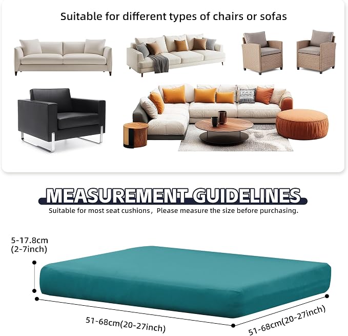 8Pcs Patio Cushion Covers, Outdoor Stretch Cushion Covers, Washable | Stretch Fit, Replacement, Washable and Reusable Furniture Protectors, Fits most patio furniture cushion covers, Cover Only