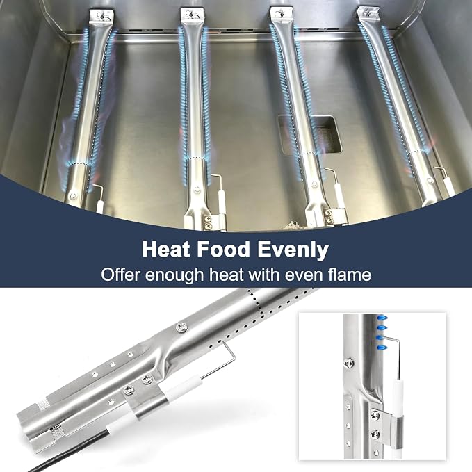 Criditpid Grill Repalcement Parts for Kitchen Aid 720-0826E 720-0709C 860-0003C, Grill Burner, Heat Plate, Igniter & Cooking Grates for Jenn Air Grill Parts 720-0727 740-0711.
