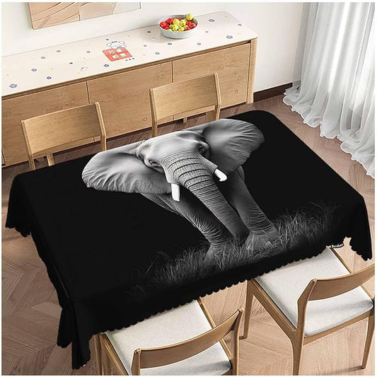 Elephant Dinner Table Cloths Tablecloth Animal Elephant Black Decorative Tablecloth for Rectangle Tables 52"X70", Heavy Duty Table Covers for Kitchen Patio Banquet