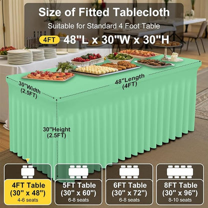 Smiry Spandex Elastic Fitted Table Cloth Skirt for 4FT Rectangle Table | Stretch Washable Table Cloth, Banquet Table Cover for Wedding, Party, Indoor & Trade Shows, (Bright Green, 48Lx30Wx30H)