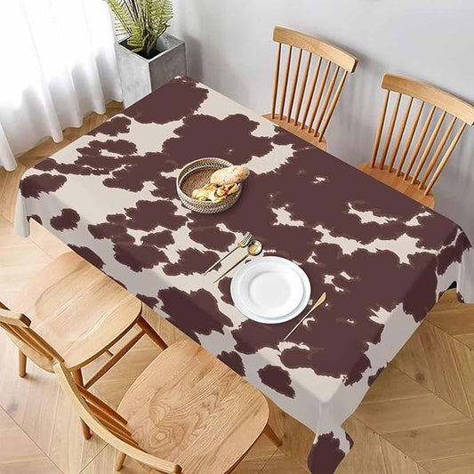 TKS MITLAN Cow or Horse Tablecloth 52 x 70 Inch Rectangular Brown Spots Animal Skin Cow Horse Print Oblong Table Cloth Kitchen Table Decorations for Home Dinner Party