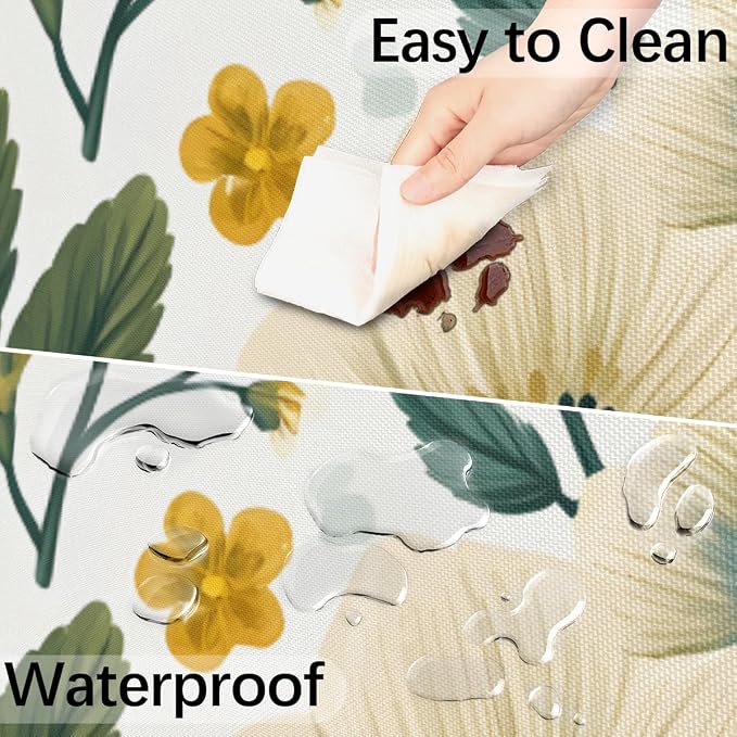 Retro Flowers Outdoor Round Fitted Tablecloth with Umbrella Hole and Zipper, 36"-44" Elastic Patio Table Cloth Oil-Proof Waterproof Patio Table Cover for Picnic Party Camping