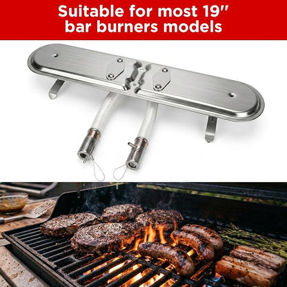 19 Inch Universal Gas Grill Burners, Stainless Steel Bar Burner, Grill Replacement Parts for Charbroil, Charmglow, Grill Master and Broil King Gas Grills