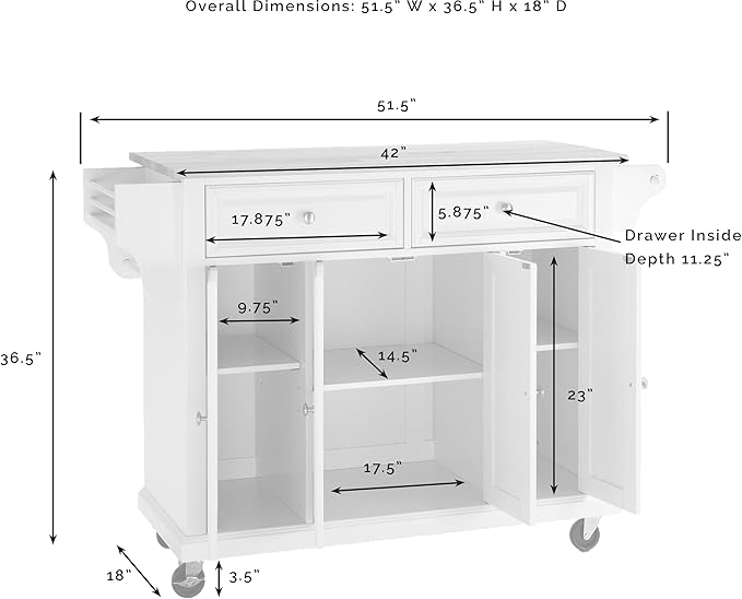 Crosley Furniture Full Size Stainless Steel Rolling Kitchen Island Storage Cart, Microwave Stand, Spice Rack, Cherry