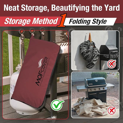 Exclusive Foldable 48 inch Grill Cover, 600D Heavy Duty Waterproof Outdoor BBQ Cover for 2-3 Burners Grill Weber Nexgrill CharBroil, Red