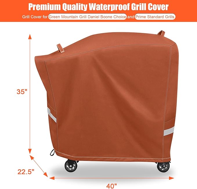 QuliMetal Grill Cover for Rectec RT-B380 & RT-B380X, Rec tec 380 380X Bullseye Deluxe Wood Pellet Grills - Heavy Duty Waterproof Fade Resistant Outdoor BBQ Grill Cover with Elastic Drawstring,Brown