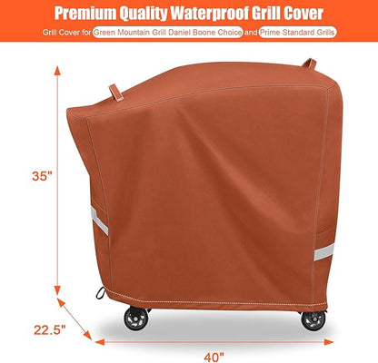 QuliMetal Grill Cover for Rectec RT-B380 & RT-B380X, Rec tec 380 380X Bullseye Deluxe Wood Pellet Grills - Heavy Duty Waterproof Fade Resistant Outdoor BBQ Grill Cover with Elastic Drawstring,Brown