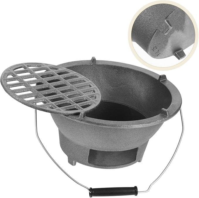 Wakauto Portable Cast Iron Charcoal Grill Stove Tabletop Japanese Bbq Grill for Indoor and Outdoor Use Mini Portable Stove with Versatile Griddle for Charcoal Cooking Easy Operation for