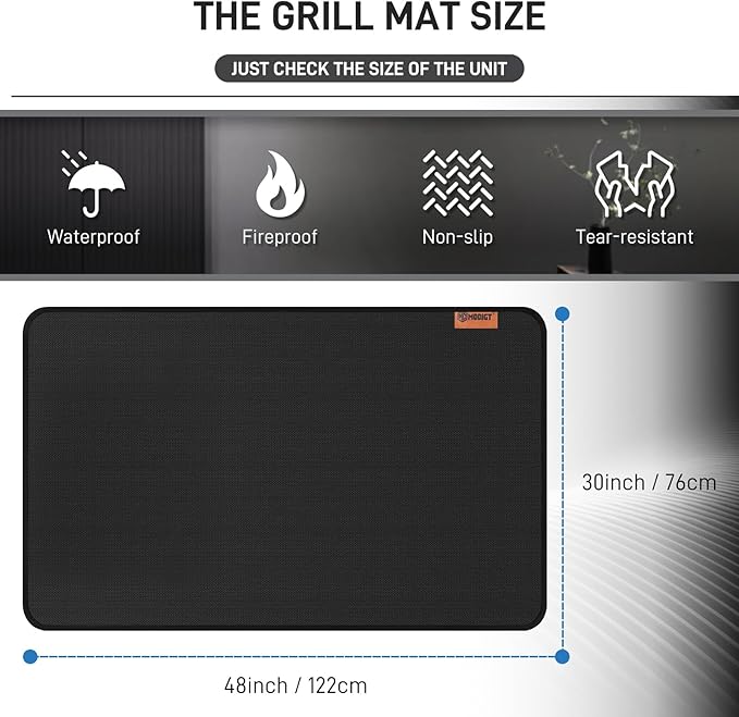 48 ×30 inch Under Grill mat, Double-Side Fireproof & Heat-resistant Outdoor Grill Mat, Protective Mat for Patio, Courtyard, Tabletop, Outerdoor BBQ Fire Pit Fireplace Mat