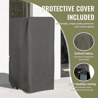 Domi Aluminum Kitchen Island, Outdoor Modular Kitchens Counter with Work Shelf & Wall Hanging & Countertop & Protective Cover, Kitchen Series for Deck Patio, Dark Gray