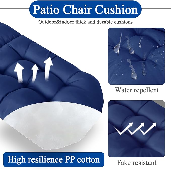 Adirondack Chair Cushion, Outdoor Patio Furniture Seat Pad, Waterproof | Waterproof cover with straps, PP cotton, high back thick seat pad for adirondack rocking chair indoor outdoor porch 44x19x4