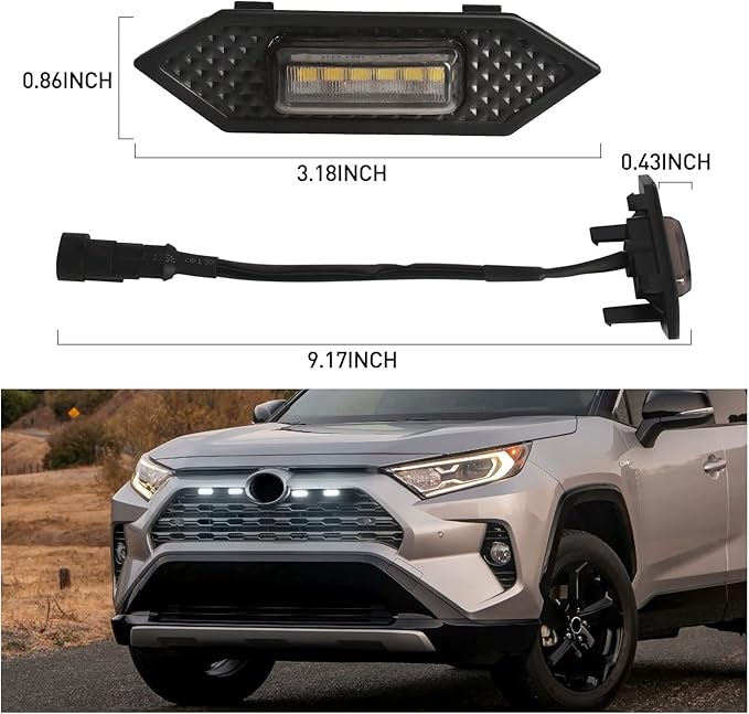 LED Grill Lights For Toyota RAV4 2019 2020 2021 2022 Front Grille Smoked Shell White Light 4 Pcs